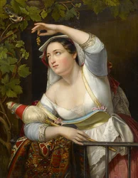 Retrato de una joven en una glorieta de vino, 1851